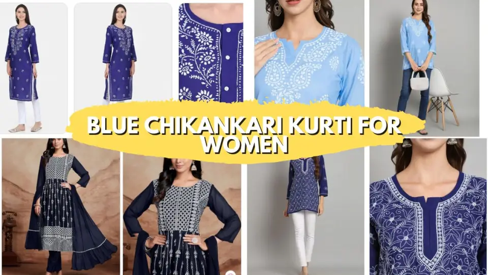 Buy Blue Chikankari Kurta For Women