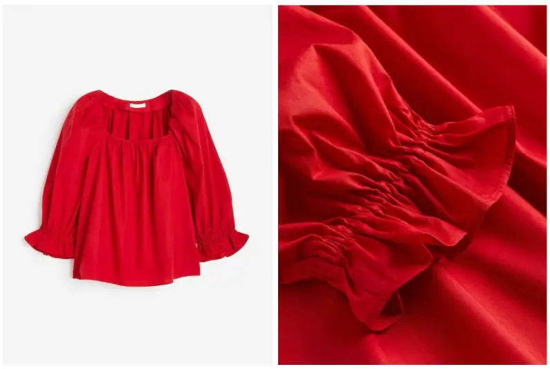 Women Pure Cotton Balloon-Sleeved Blouse