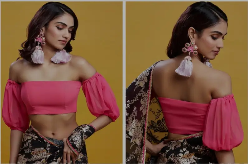 Off Shoulder Saree Blouse