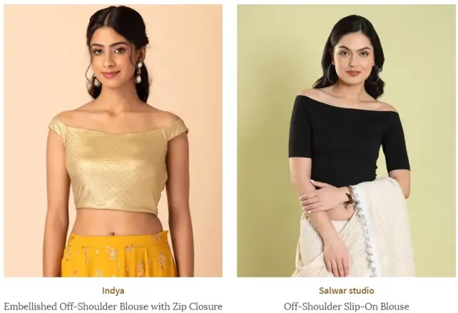 Off Shoulder Saree Blouse