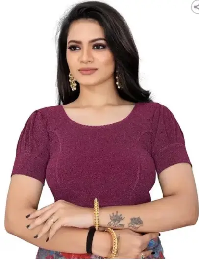 Round Neck Puff Sleeve Blouse