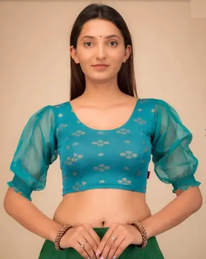 Round Neck Puff Sleeve Blouse